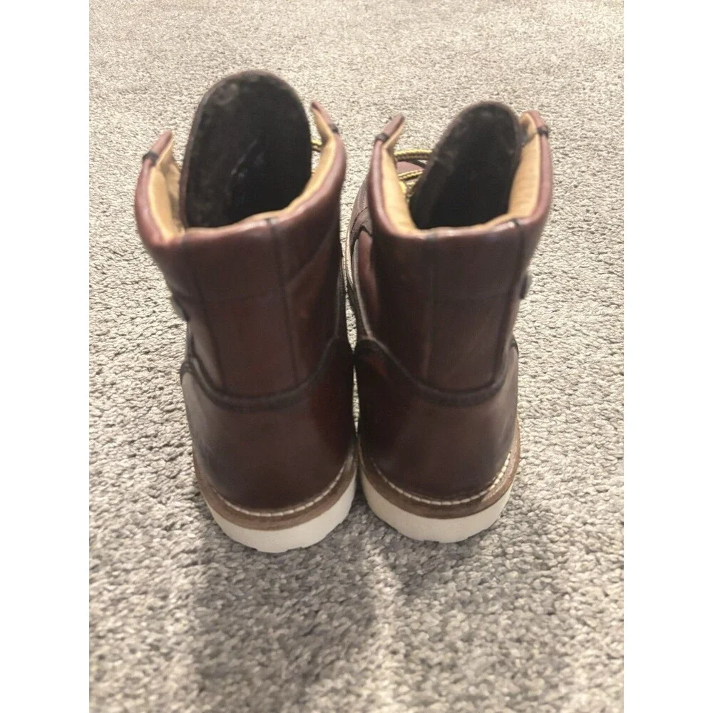 PAJAR‎ Oxblood Logger Faux Fur Waterproof Leather Boots Mens 41 US 8-8.5 NEW
